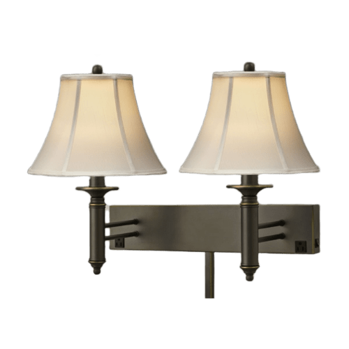 Double Wall Lamp, 20" H, 4.5" x 24" Backplate, 2 Outlets, Madison Bronze